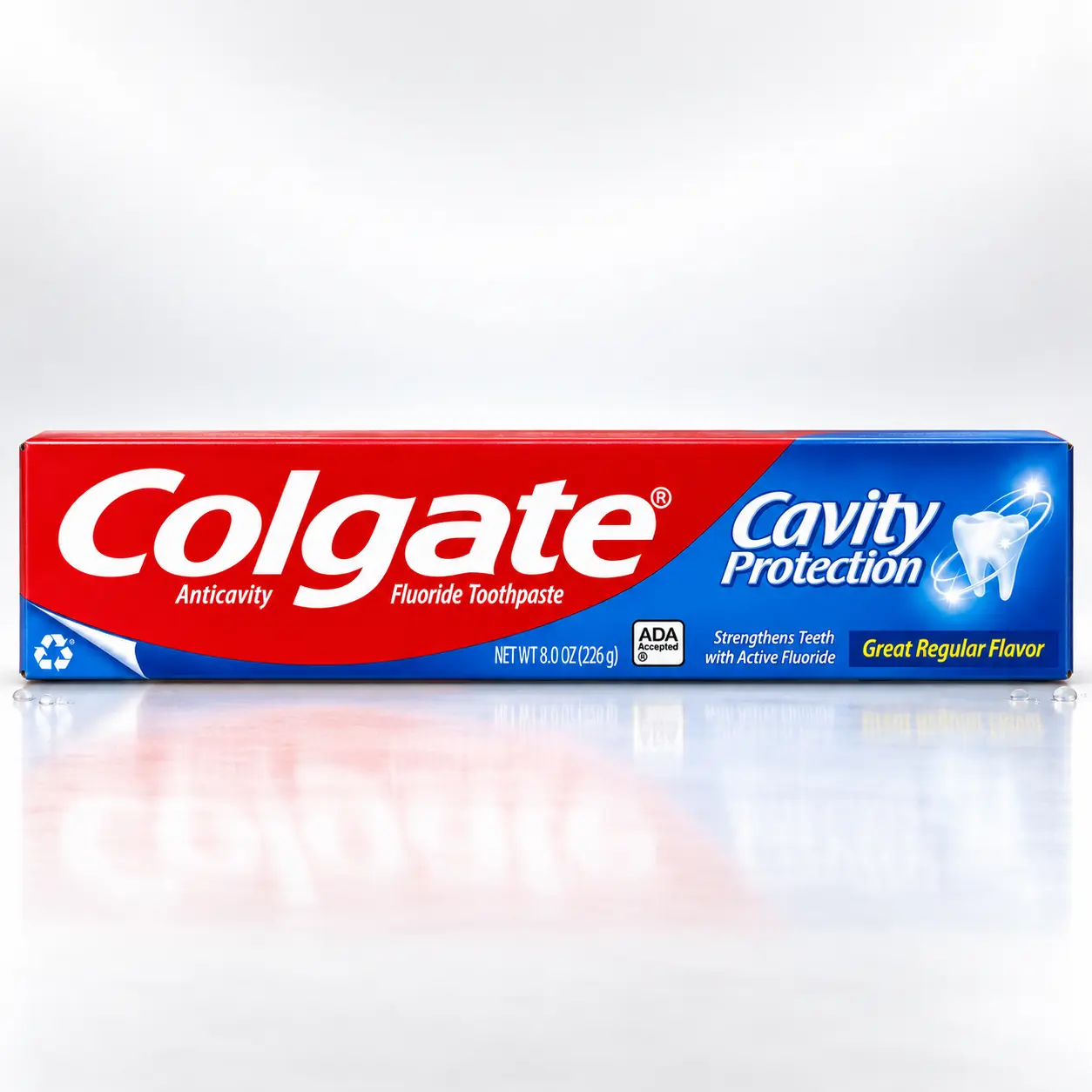 Colgate Cavity Protection Fluoride Toothpaste (8 oz), Great Regular Flavor - ADA Accepted, Enamel-Strengthening, Daily Oral Care, Teeth Whitening
