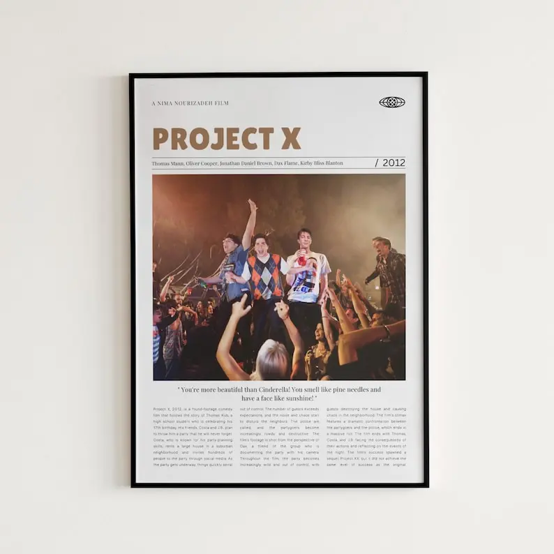 Project X, Nima Nourizadeh, Retro Movie Poster, Poster Decor Room, Poster Movie