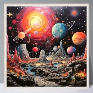 Cosmic Planet Pattern Galaxy DIY Diamond Arts Colorful Handicraft Painting Kit without Frame, 5D Diamond Decor Painting by Numbers Kit, DIY Wall Art Decor