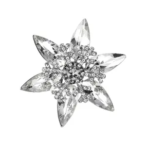 Festival Snowflake Glass Crystal Brooch Zinc Alloy Lightweight Jewelry Gift