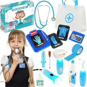 Kids Doctors Play Set, 15 Pcs Doctor Kit for Toddlers 3-5, Doctor Set with Real Stethoscope, Pretend Play Toys for Kids Boys and Girls, Halloween Christmas Birthday Gifts