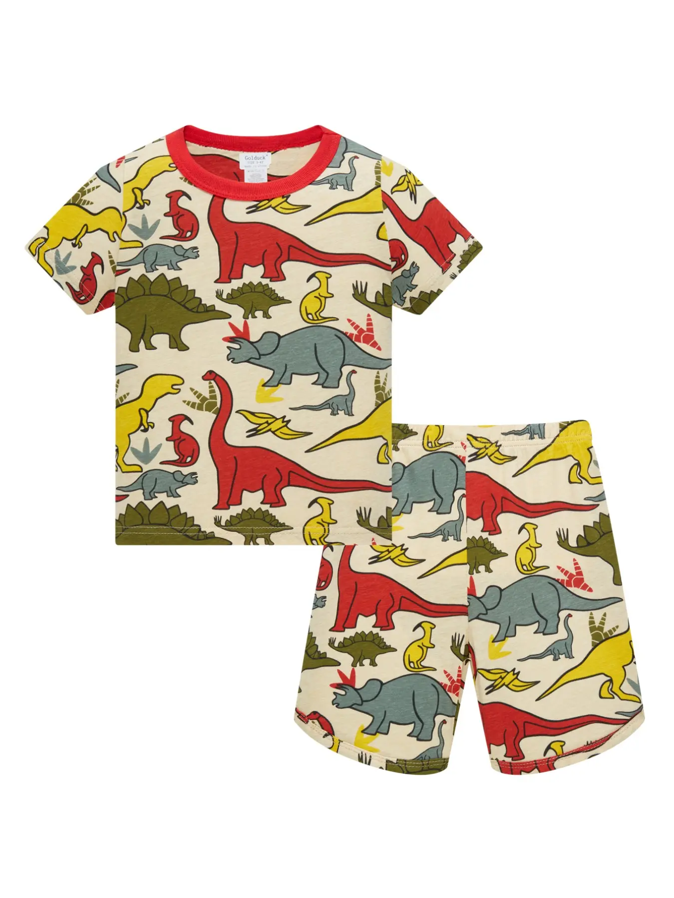 Boys Dinosaur Sleepwear Set, Soft Breathable Kids Pajamas, Fitted Pajama Sets, Baby Short Sleeve Shorts Two-Piece, Casual Home Wear, Sleepwear For Summer