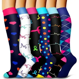 Copper Compression Socks 6 Pairs Premium Athletic Running Hiking Socks for Women & Men with Graduated Compression for Enhanced Circulation and Comfortable Lightweight Fabric - Fashion