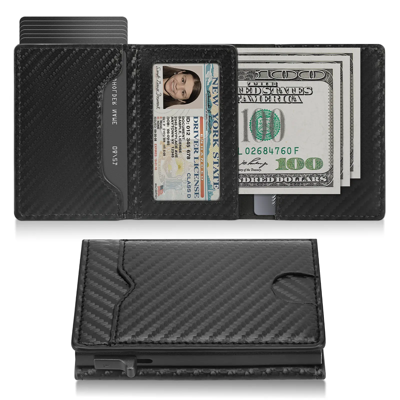 Men's Slim Minimalist Leather Smart Card & ID Case - RFID Blocking Card Carrying Holder, 7-9 Capacity, ID Window, Cash Slot, Stylish Gift for Him