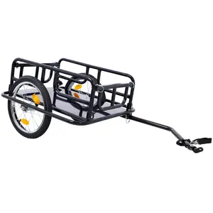 Foldable Bike Cargo Trailer with Universal Bike Hitch, Bicycle Wagon Trailer with 16" Wheels & Reflectors, Folding Transportation Storage Tires Safety