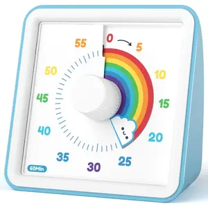60-Minute Children's Visual Timer Classroom Office Kitchen Visual Countdown Timer with "Rainbow" Pattern Design Silent Operation Pomodoro Technique Timer