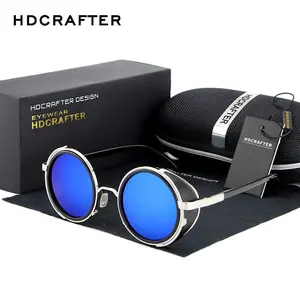 Steampunk HD Polarized Sunglasses: (New) Vintage Retro Sun Glasses, Round Steampunk Polarized UV400  For Men/Women.  Variable Lens Colors.  High Quality