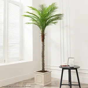 7/8/9 Ft Realistic Artificial Palm Tree - Tropical Fake Plant for Patio Home Garden Decoration  Tall Green Leaves No Need to Prune or Water  Father's Day Gift  Autumn Decoration Decorative Ornaments Fruit