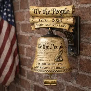 USA 250th Anniversary Memorial Wall Bell, Symbol of 250 Years of Liberty, Decorative Metal Bell for Home Entryway, Patriotic Guest Greeting Decor