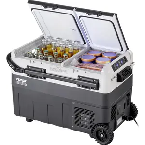 VEVOR Portable Car Refrigerator, 12 Volt Car Refrigerator Fridge, 50 L / 52.8 QT Dual Zone Portable Freezer, -4℉-68℉ Adjustable Temperature, Compressor Cooler for Home, Outdoor, Camping, RV, Car