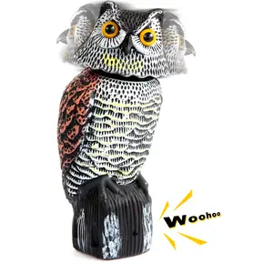 Fake Owl Decoy to Scare Birds Away from Gardens, Rooftops, and Patios - Scarecrow Provides Chemical-Free Pest Control - Safe And Does not apply
