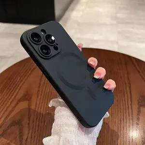 Magnetic Case for iPhone 17 16 15 14 13 12 11, Drop Resistant Matte Skin Feeling Back Cover Case for Women/Men, Soft TPU Thin Slim Shockproof Protection Phone Case -Black