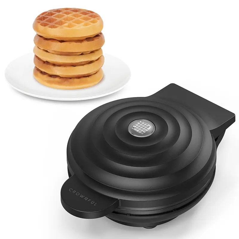 CROWNFUL 4-In Non-Stick Mini Waffle Maker - Compact Chaffle Maker with Easy-Clean Design, Recipe Guide, 1lb Metal Build | Kitchen Supplies for Breakfast, Snacks, Gifting Occasions