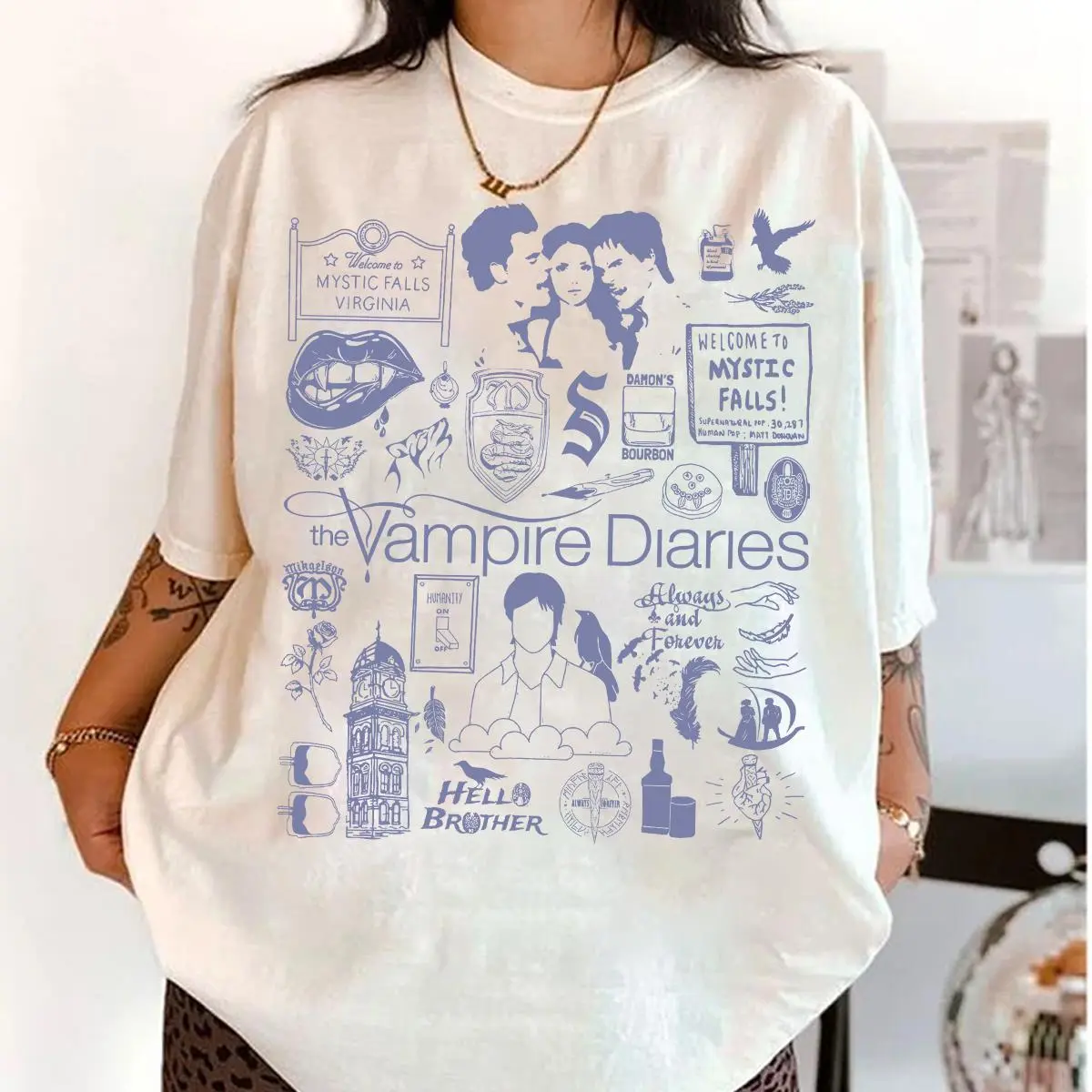 The Vampire Diaries Quotes Movie Shirt, Vintage Vampire Elena and Damon tshirt, Trending TVD Movie Quotes T-shirt