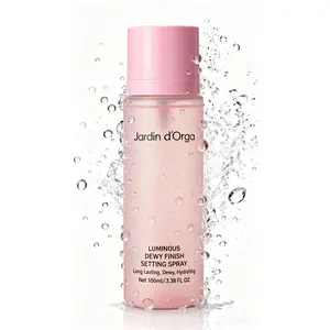 Jardin d'Orga Luminous Dewy Finish Setting Spray 100ml Long-Lasting Setting Spray with Tray Packaging 12H Waterproof & Sweatproof Makeup Fixer Soothing Rose Water & Aloe Alcohol-Free for All Skin Types