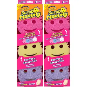 Scrub Daddy Scrub Mommy Sponges - Dish Scrubber + Non-Scratch Cleaning Sponges Kitchen, Bathroom + Multi-Surface Safe - Dual-Sided Dish Sponges for Scrubbing - Online Exclusive (3 Count) (Pack of 2)