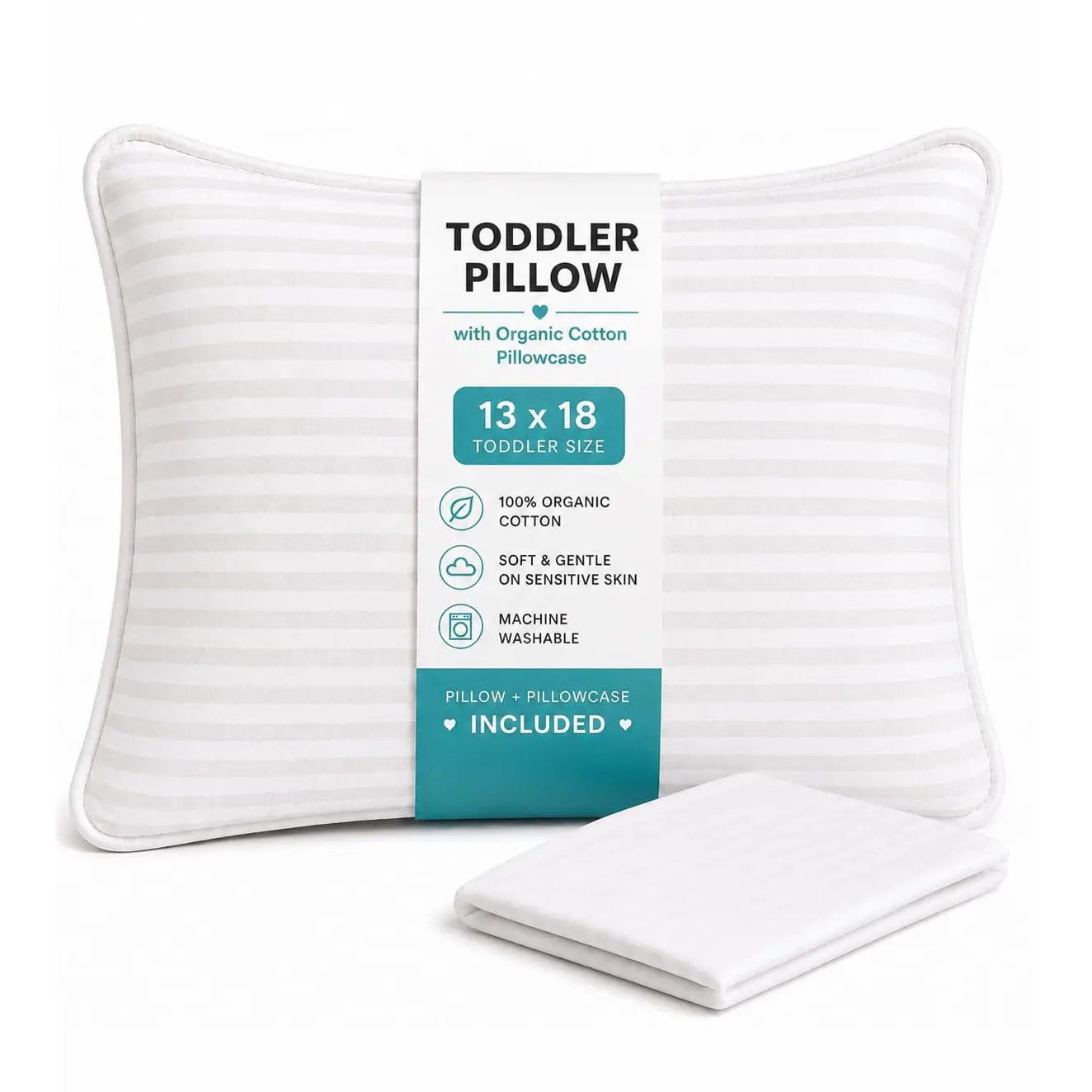 Autumn Bliss Co Organic Toddler Pillow 13x18 Inch | Hypoallergenic Cotton Pillowcase & Breathable Core | Small Pillow for Sleeping, Preschool, Travel & Daycare | Safe Kids Pillow for Ages 2–5