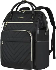 17 Inch Laptop Backpack for Women Men Fashion Computer Work Bag, Large Capacity Waterproof Backpack with USB Port & RFID Pockets, College Daypack Business Travel, Black