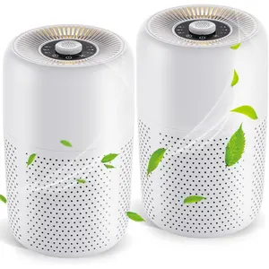 2 Pack  Air Purifiers for Bedroom Home with Essential Oil Diffuser,Small Air Purifier with Nightlight Speed Control,24dB Low Noise for Better Sleep,For Pet Room Dorm Kitchen,P60 (White)