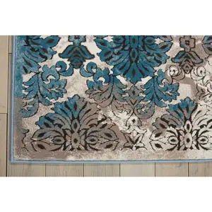 Nourison Karma KRM05 Super Soft Elegant Indoor Home Decor Area Rug, Ivory/Blue, 3'9" x 5'9", Home Decor Rug, Elegant Rug