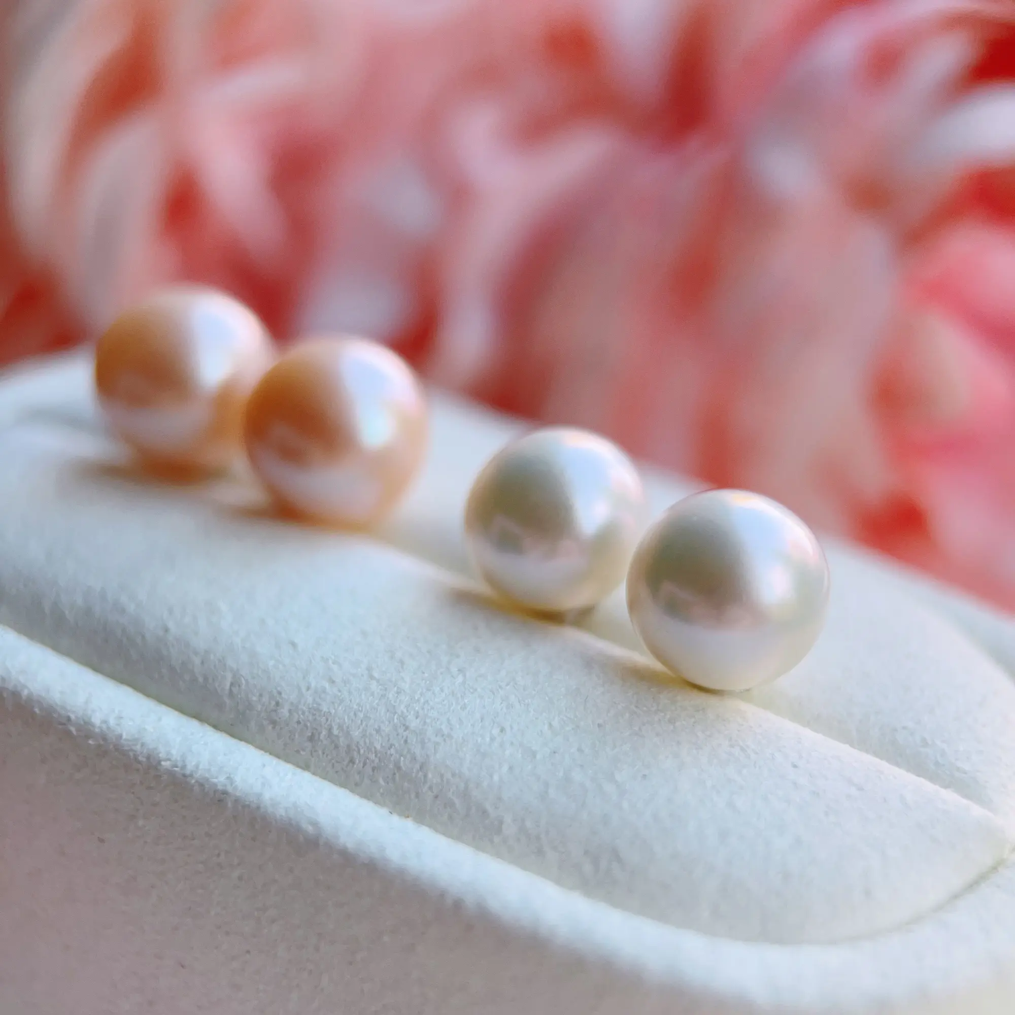 Piswency Genuine Freshwater Pearl Stud Earrings, 9.5-10mm Round Pearl, 925 Sterling Silver, Natural White or Peach Mother's Day Gift