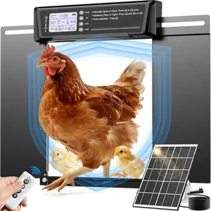 Automatic Chicken Coop Door Large Size, 7W Solar Powered with Timer & Light Sensor, Anti-Pinch Safety Chicken Door, Remote Control, Predator-Proof Aluminum Door for Poultry, Ducks & Chickens chicken coop door manual setting,summervibes lcd display Sun