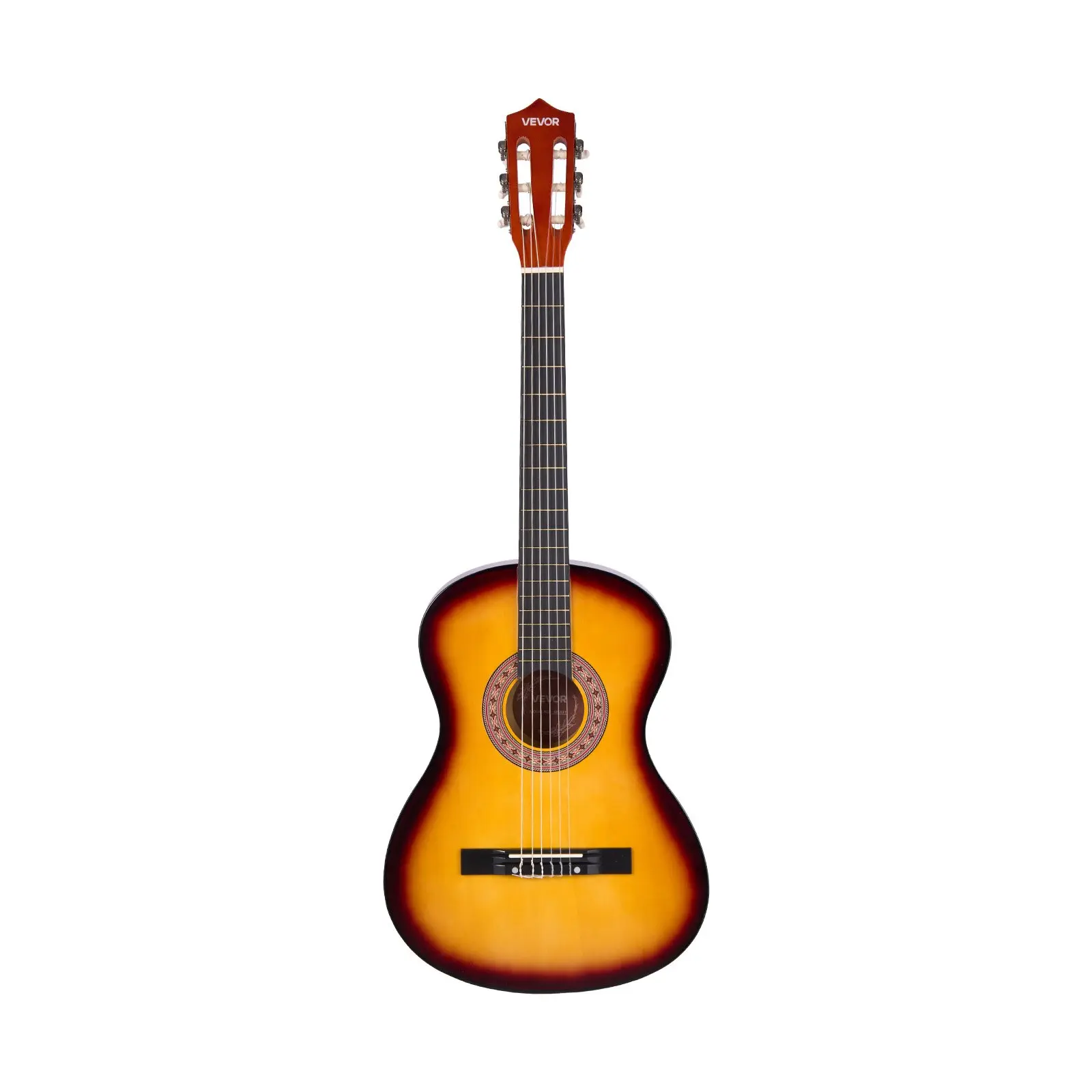 38-Inch Basswood Classical Guitar Starter Kit for Beginners, Nylon Strings, Gig Bag, Shoulder Strap, Tuner (Easy & Accurate, Effortless to Tune), Extra String, Pick, Capo, Dust Cloth, Sunburst