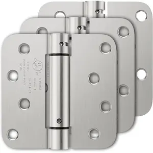 3 Pack Self Closing Door Hinges, 4 Inch Spring Loaded Door Hinges, Adjustable Tension for Garage, Front Door, Back Door, Fits Left and Right Hand Door, 5/8'' Radius Corners, UL Listed
