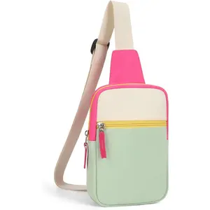 P-CBP014   Kids Crossbody Small Sling Bag Girls Fanny Pack Colorblock Belt Bag Cute Backpack Purse Chest Bag for Girls Gifts