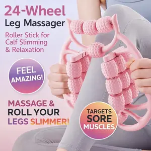 24-Wheel Leg Roller, Handheld Calf Thigh Arm Body Roller, 360° Wraparound Adjustable Rolling Massager, Textured Muscle Roller with Non-Slip Grip for Home Gym, Workout, Stretching & Self-Care