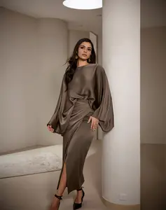 LikeMyChoice Minimalist Loose Shirt & Lace-up Skirt Suit in Rich Brown for Effortless Style Women's Elegant Daily Party Wear Womenswear Clothes prom dress wedding guest dresses