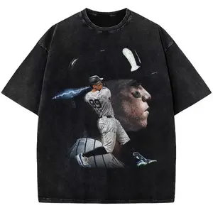 Aaron New York Custom Comic Style Baseball Custom Graphic T-Shirt Crewneck Cotton Menswear Top