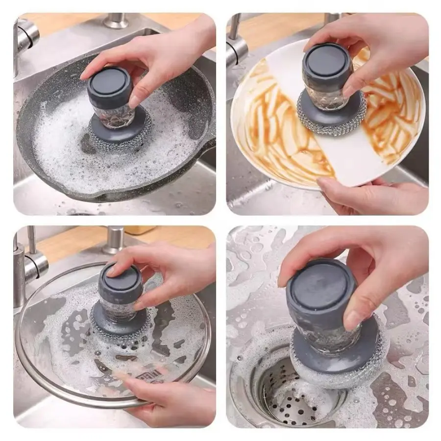 Automatic Liquid Filling Transparent Hands-Free Soap Dispenser with Comfort Handle - Palm Glove Squeegee for Kitchen Sink Pot/Bowl Stain, Stove Grease Removal, Transparent Soap Dispensers, Automatic Soap Dispensers