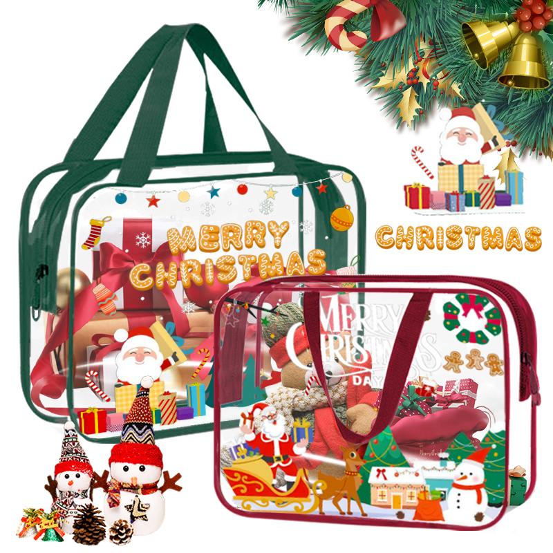 Christmas Desk Organizer, Desktop Storage Pouch with Holiday Patterns for Office Supplies, Makeup, Pens | Festive Gift for Women, Teens, Coworkers