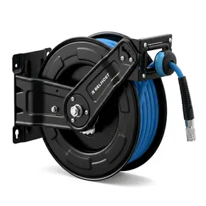 Heavy-Duty 50ft 300PSI Air Hose Reel, with Auto Rewind & 180° Swivel for Garage/Workshop DIY Pros/Mobile Repair Vehicles Reinforced Steel Bracket