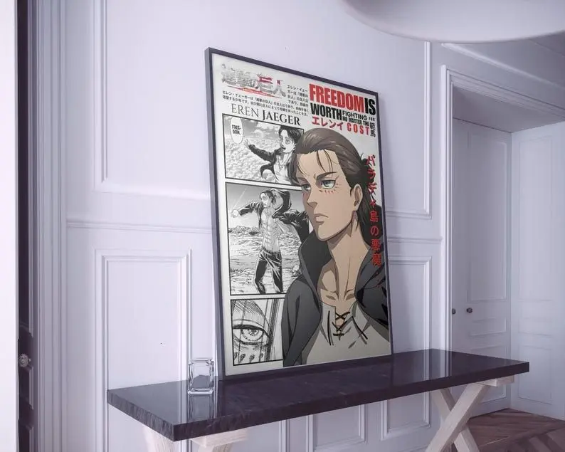 [Sale Up To 50% Off] Eren Yeager Attack on Titan Paper Poster - Japanese Anime Wall Art, Retro Manga Print, Otaku Room Decoration, Gift for Anime Fans
