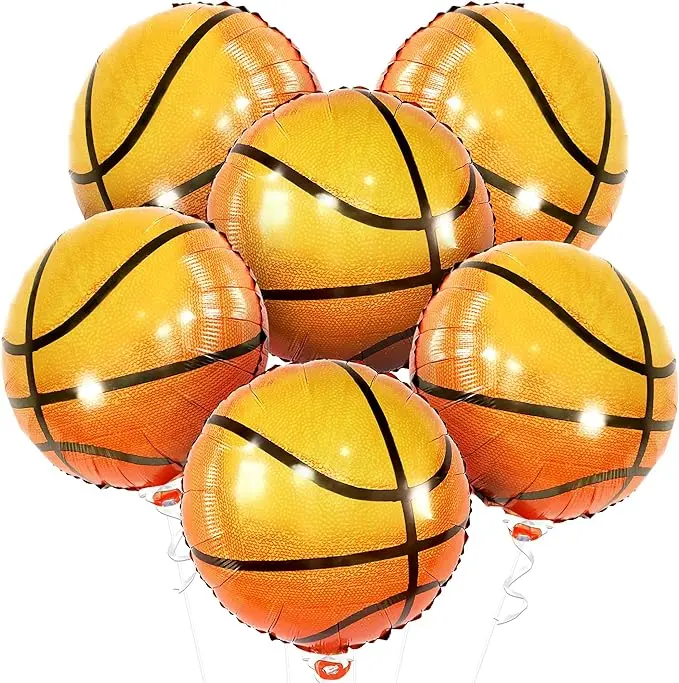 Big 18 Inch, Basketball Balloons - Pack of 6 | Basketball Helium Balloons for Basketball Party Decorations | College Basketball Decorations for Party | Sports Themed Birthday Party Balloons Set