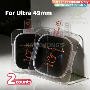 KAYKWONG'S 2-Pack Watch Screen Protector Film with Installation Tool, HD Clear or Privacy Option with Tempered Glass, Anti-peeping Protection, Compatible with iWatch Ultra 1/2 Series 49mm, Durable & Scratch-Resistant Design, Easy Installation