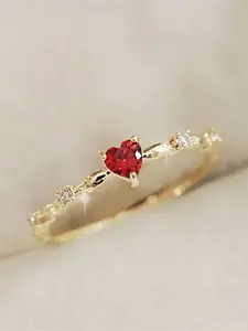 1 PC Fashion CZ Bling Cubic Zirconia Heart Ring For Women For Valentine's Day Gift Wedding Anniversary Party Jewelry Cubic Zirconia Rings