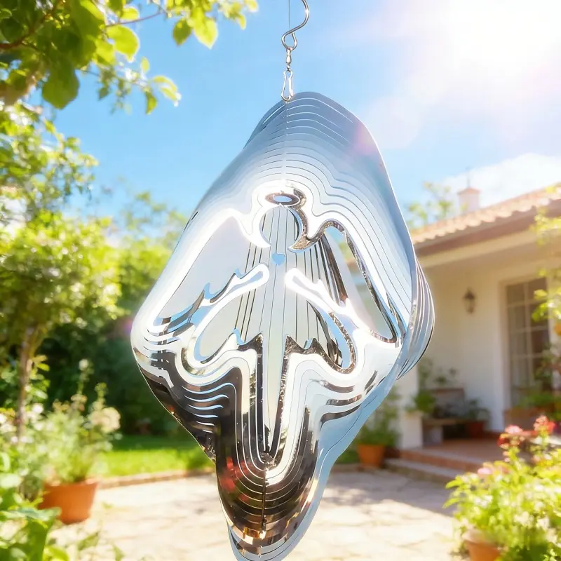 Reflective Angel Wind Spinners, Sparkly Garden Decor, Bird Deterrent, Metal Wind Spinners, Gifts for Mom & Women, Sweet Style