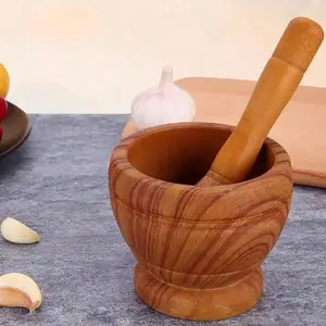 Wooden Mortar & Pestle, Manual Garlic Crusher, Multifunctional Garlic Crusher, Kitchen Crushing Tool, Household Garlic Crusher, Kitchen Utensils, Seasoning, Kitchen Gadgets