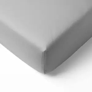 Bacati Solid 100% Cotton Percale Fitted Crib Sheet – Light Grey