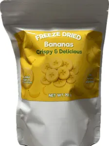 Rocket Krunch Freeze Dried Organic Bananas 70g Medium Bag - Delicious Natural Healthy Snack - Made in the USA Dry Crunchy Fruit Crispy