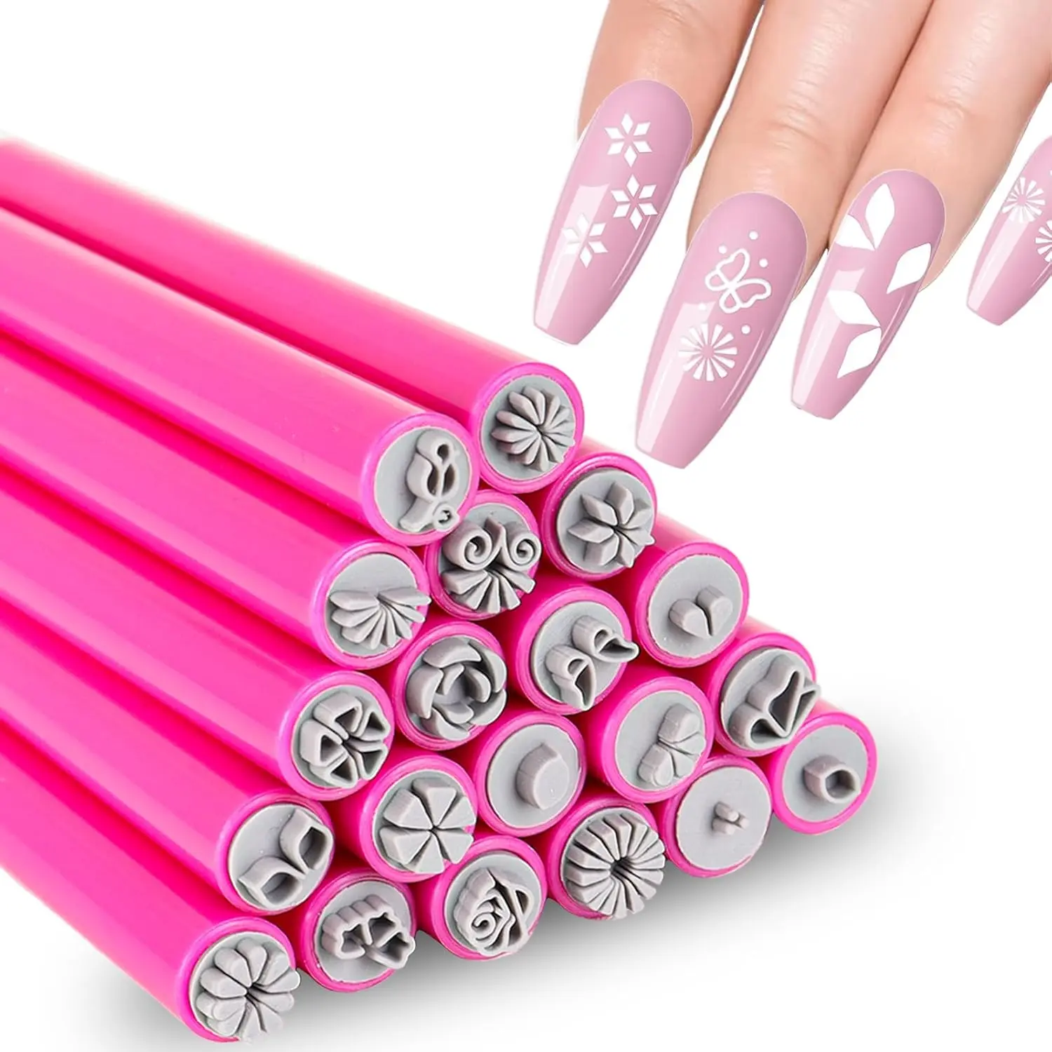 20PCS Nail Art Stamp Pen, Flower Stamper Pen for Women Girls, DIY Kit for Nail Art with Various Patterns