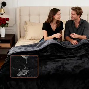 Waterproof Blanket for Bed - King Sized (80"x90") Plush Water Proof Blanket to Protect Furniture, Stain Resistant, Leak-Proof, Double-Sided Flannel & Sherp