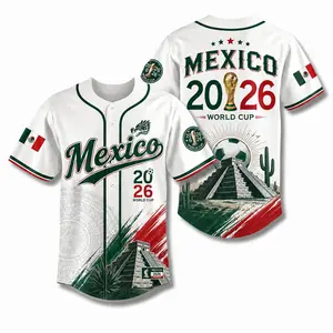 Mexico 2026 Soccer Fan Jersey for Men Women, Baseball Style Mexican Football Shirt, Patriotic Sports Graphic Tee, Fan Apparel Gift Outfit for Soccer Lovers