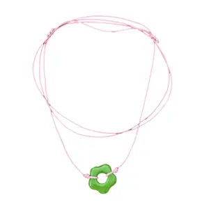 Simple Floral Necklace with Adjustable Knot Hollow Flower Pendant