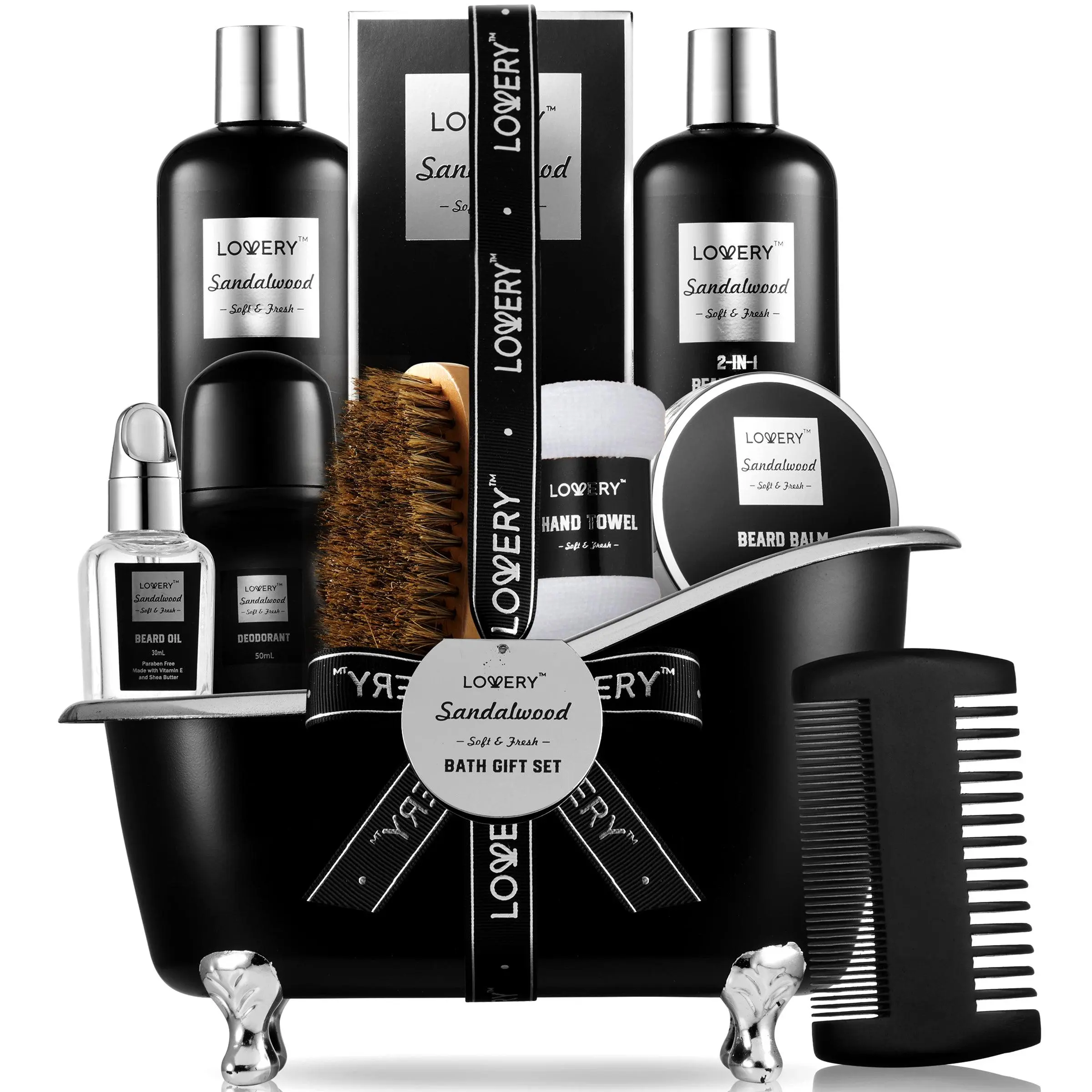 Beard Grooming Set 11 pc. - Sandalwood Gift Basket for Men