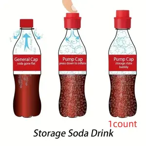 Vacuum Beverage Soda Fresh-keeping Bottle Lid, 1 Count Press Inflatable Soda Airtight Lid, Bottle Stopper Protector, Beverage Dustproof and Leak-proof Sealing Cap, Reusable Sealing Cap