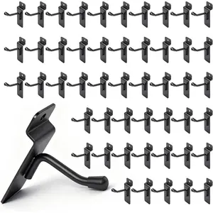 50 Pack r-Shaped Slatwall Hooks, 2 Inch Heavy Duty Slat Wall Hanger, Slatwall Accessories Display Hooks for Garage, Retail Store, Kitchen, Craft Room